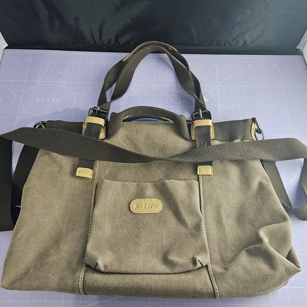 Men's Khaki Canvas Messenger Bag